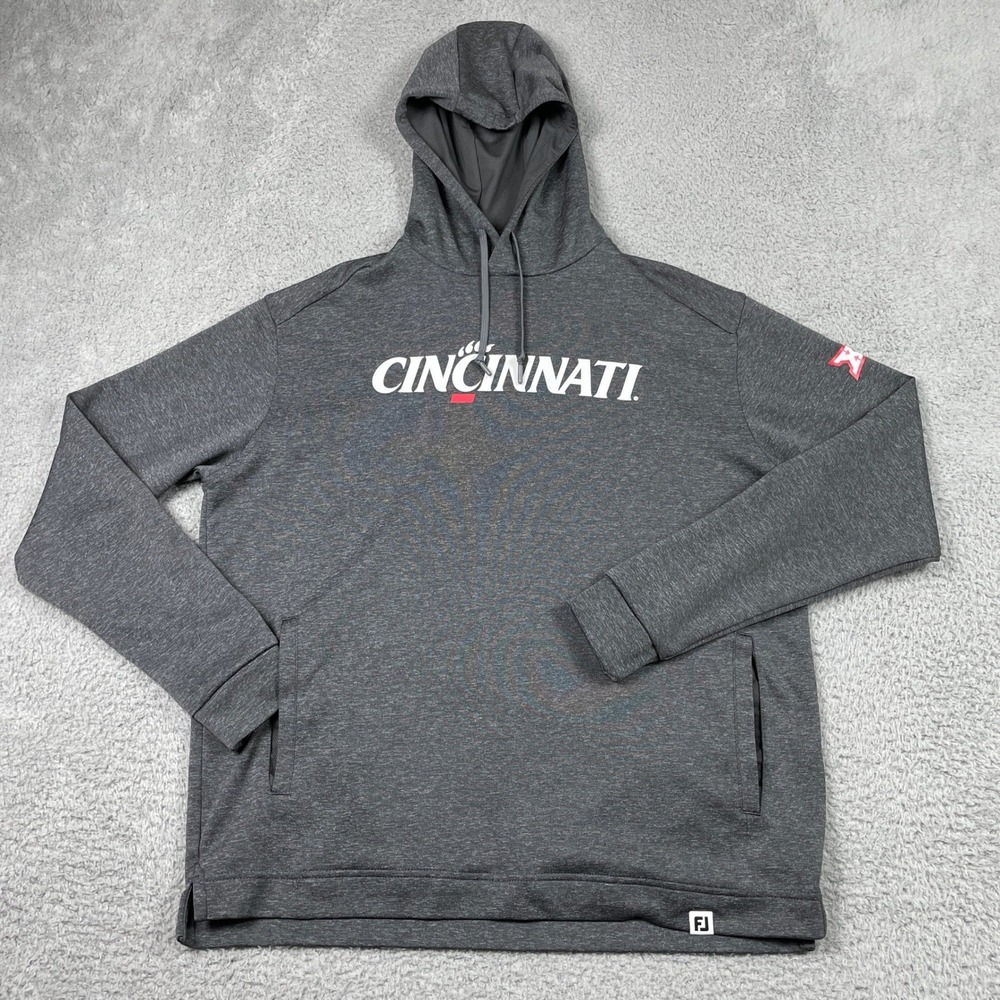 Cincinnati Bearcats FootJoy Hoodie Mens Medium Gray Big 12 Performance Pullover